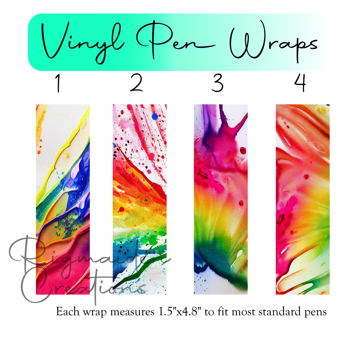 Rainbow Paint Splat Pen Wraps