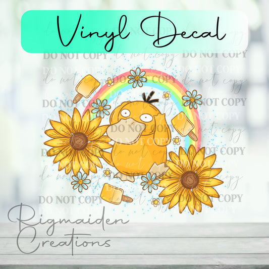 Floral Psyduck Vinyl Decal