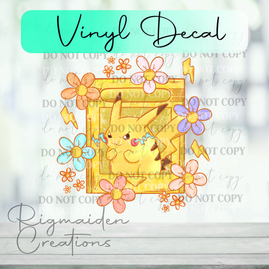 Floral Pikachu Game Card Vinyl Decal