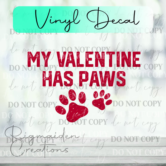 Valentine Paws Vinyl Decal