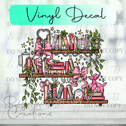 Valentines Bookshelf Vinyl Decal