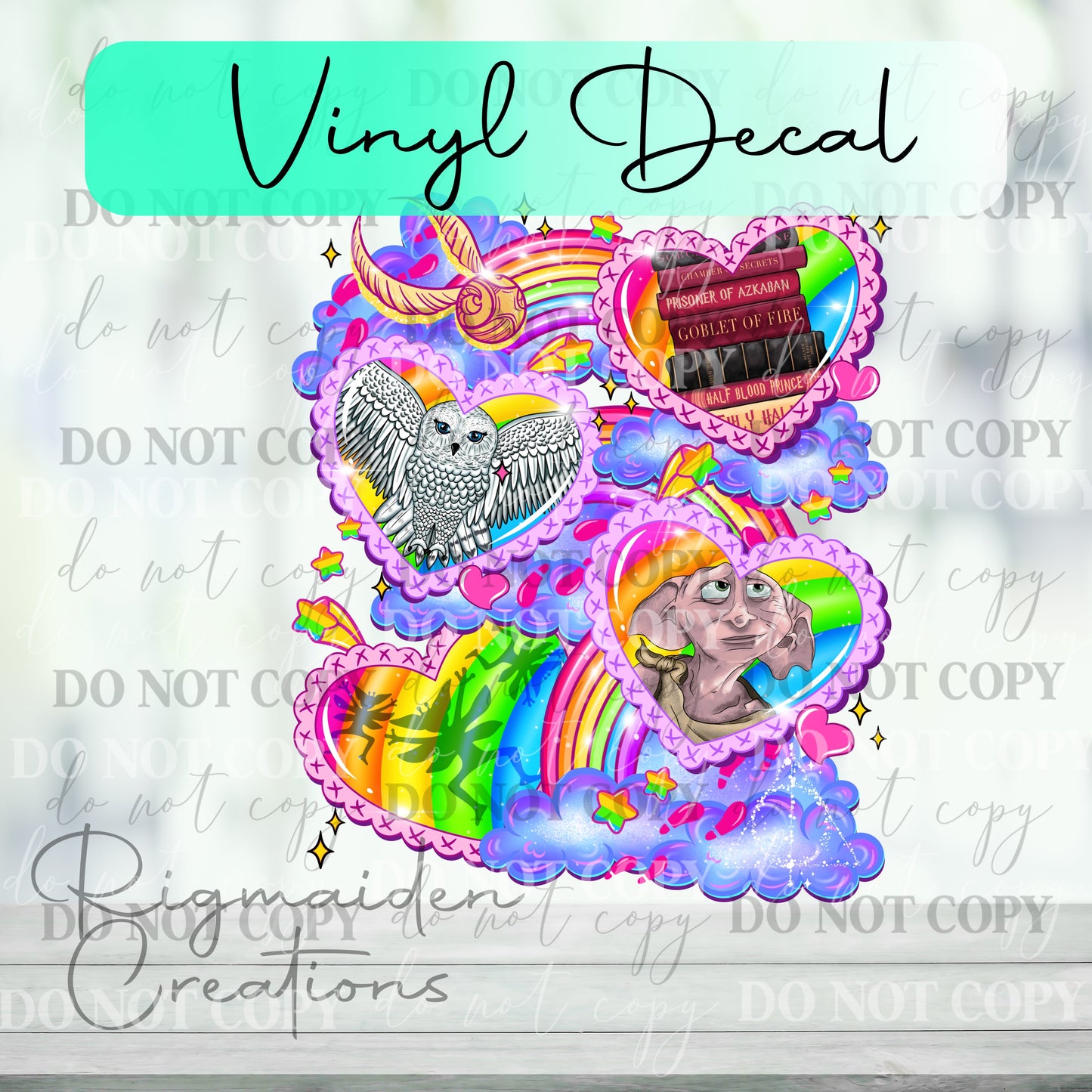 Rainbow Dobby Hearts Vinyl Decal