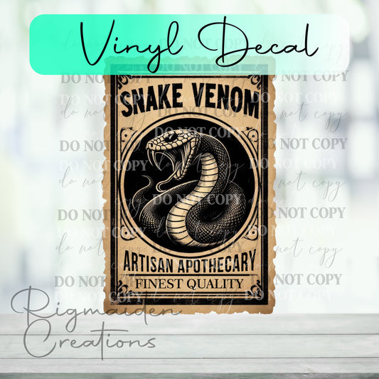 Snake Venom Potion Label Viynl Decal