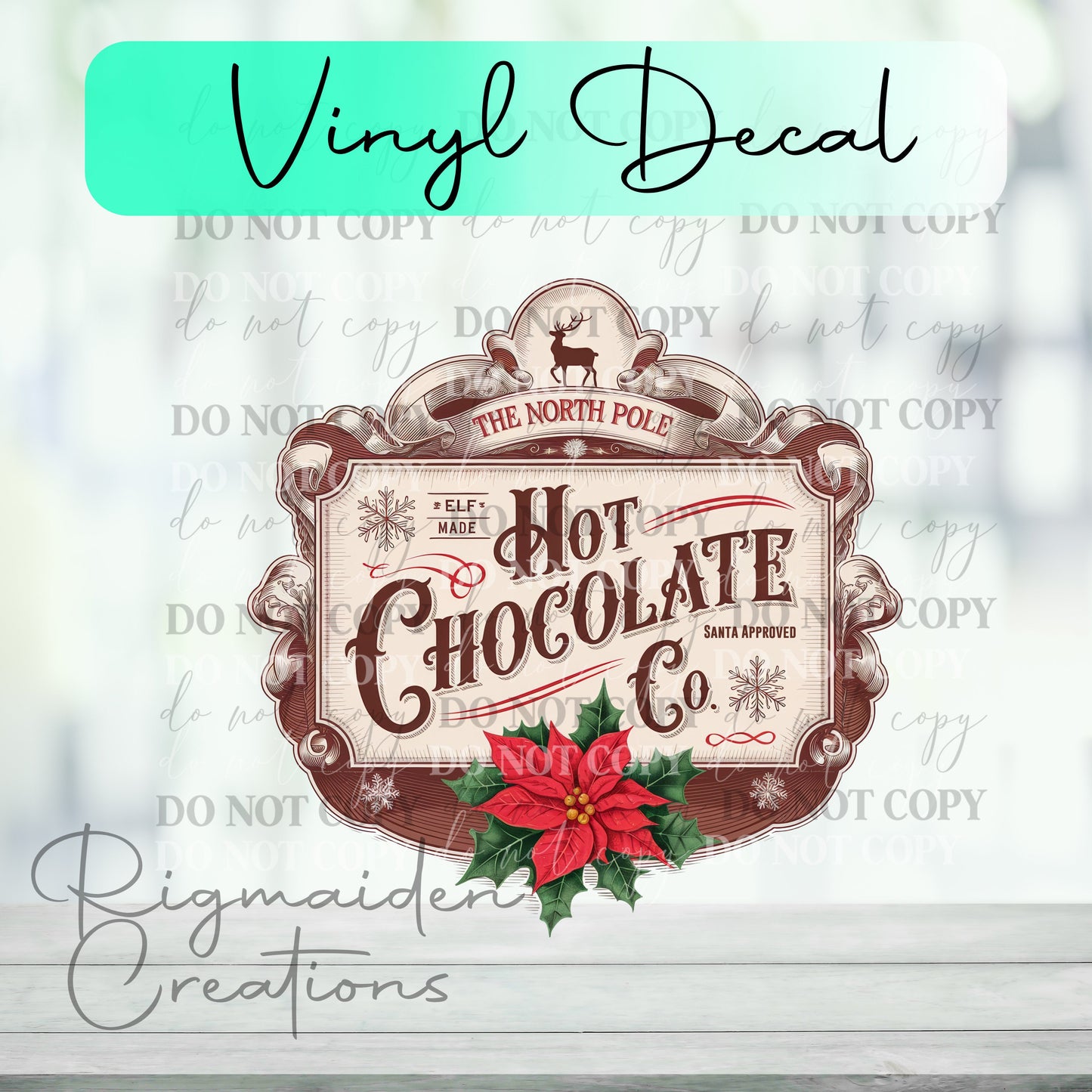 North Pole Hot Chocolate Christmas Label Vinyl Decal