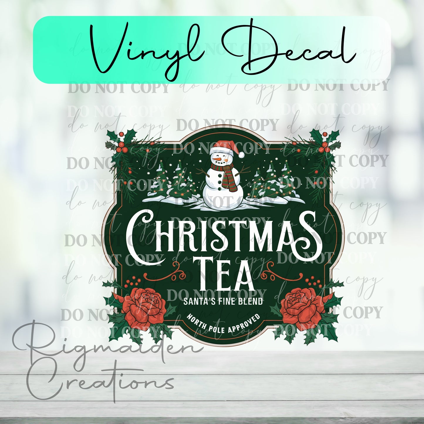 Christmas Tea Label Vinyl Decal