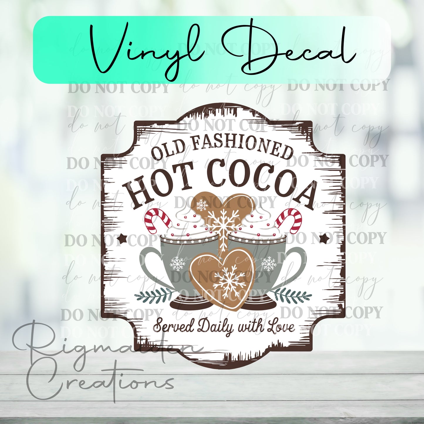 Old Fashioned Hot Cocoa Christmas Label Vinyl Decal