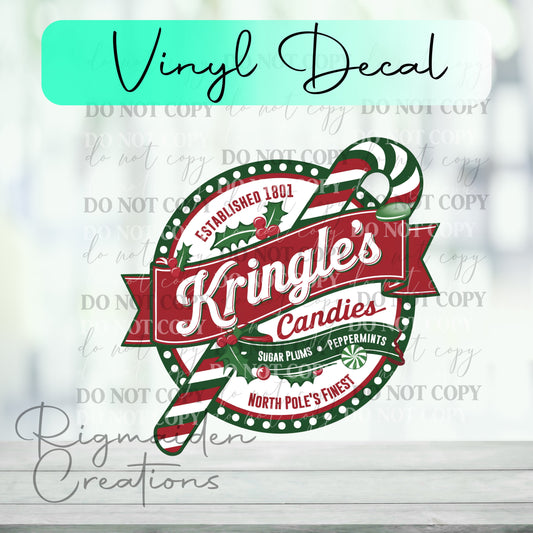 Kringle Candies Christmas Label Vinyl Decal