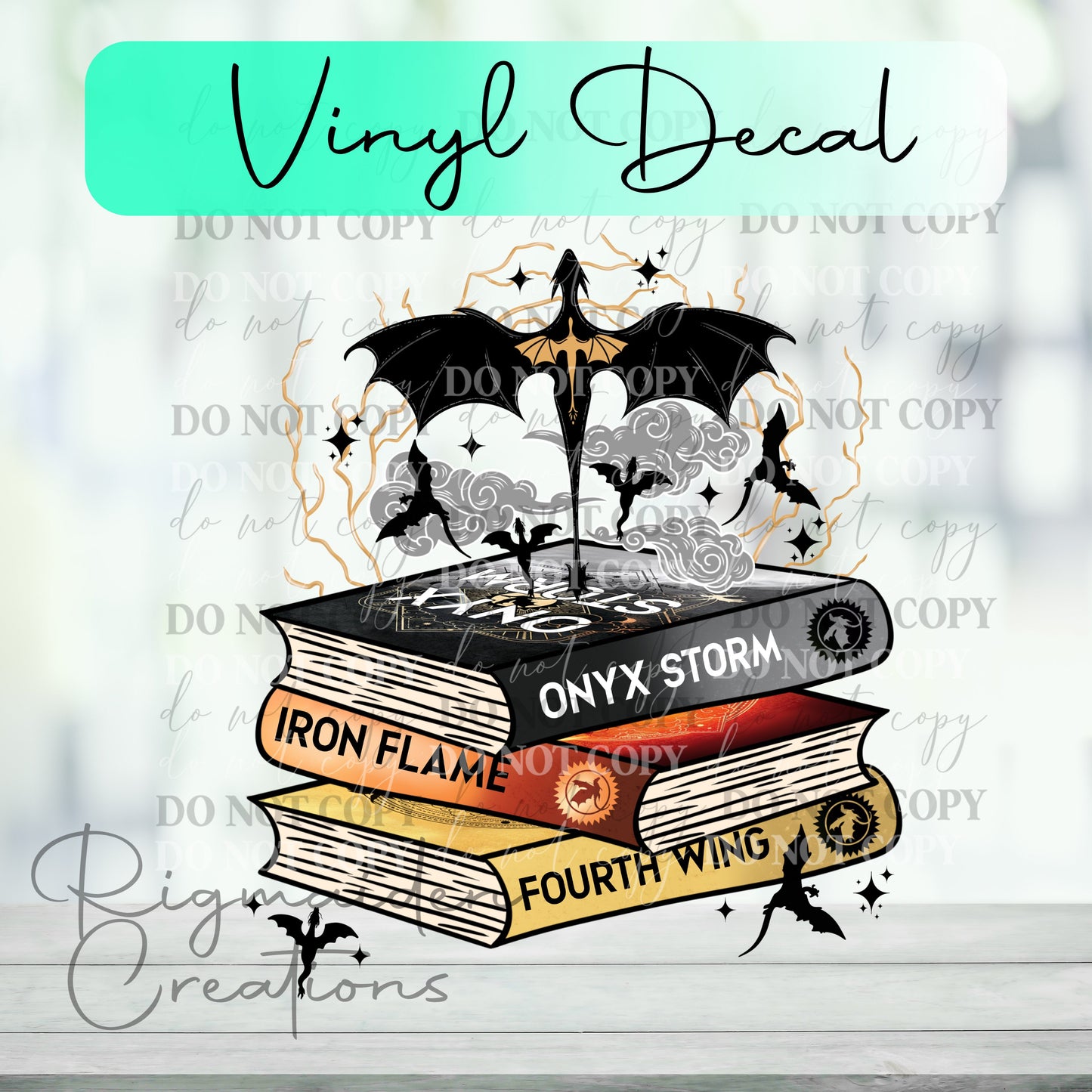 Fourth Wing Book Stack Vinyl Decal