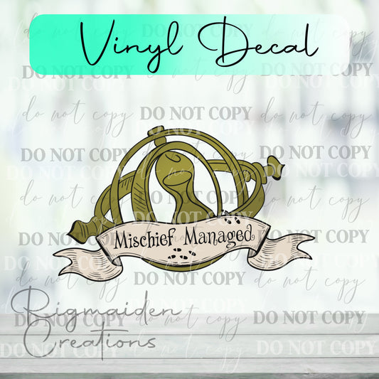 Time Turner Mischief Managed Vinyl Decal