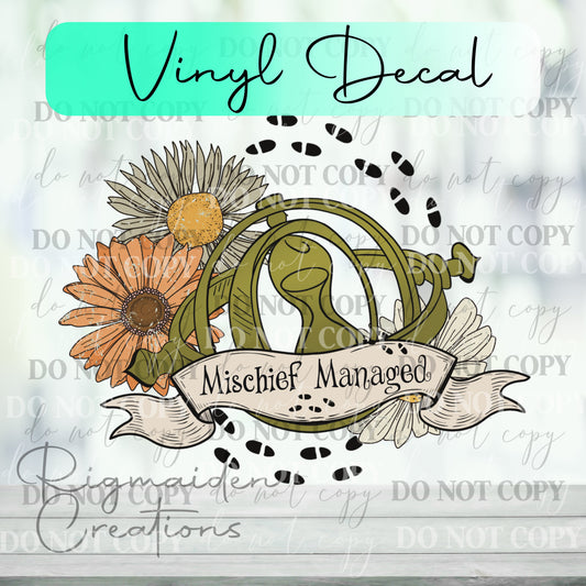 Time Turner Mischief Managed Floral Vinyl Decal