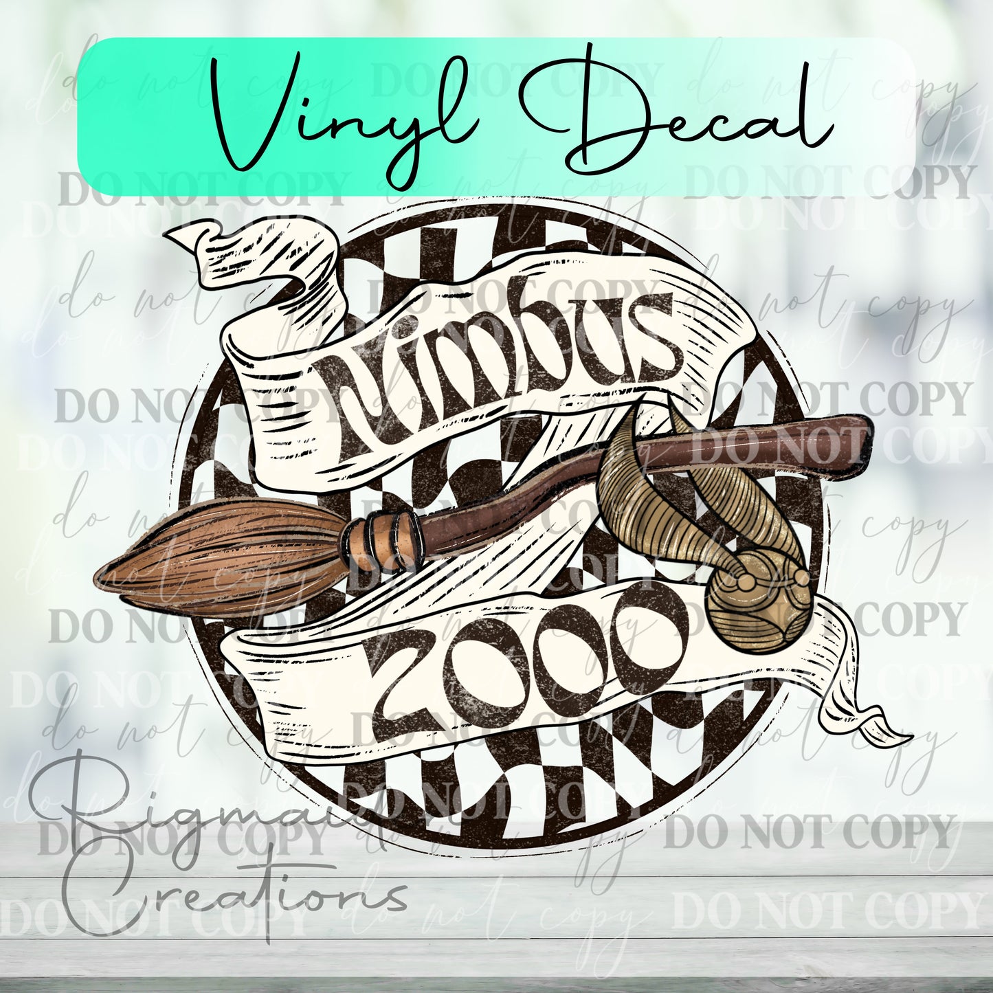 Nimbus 2000 Checkers Vinyl Decal