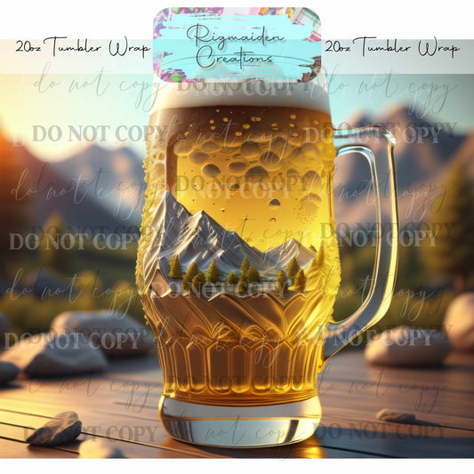 Mountain Brew 3D Effect   - 20oz Tumbler Wrap