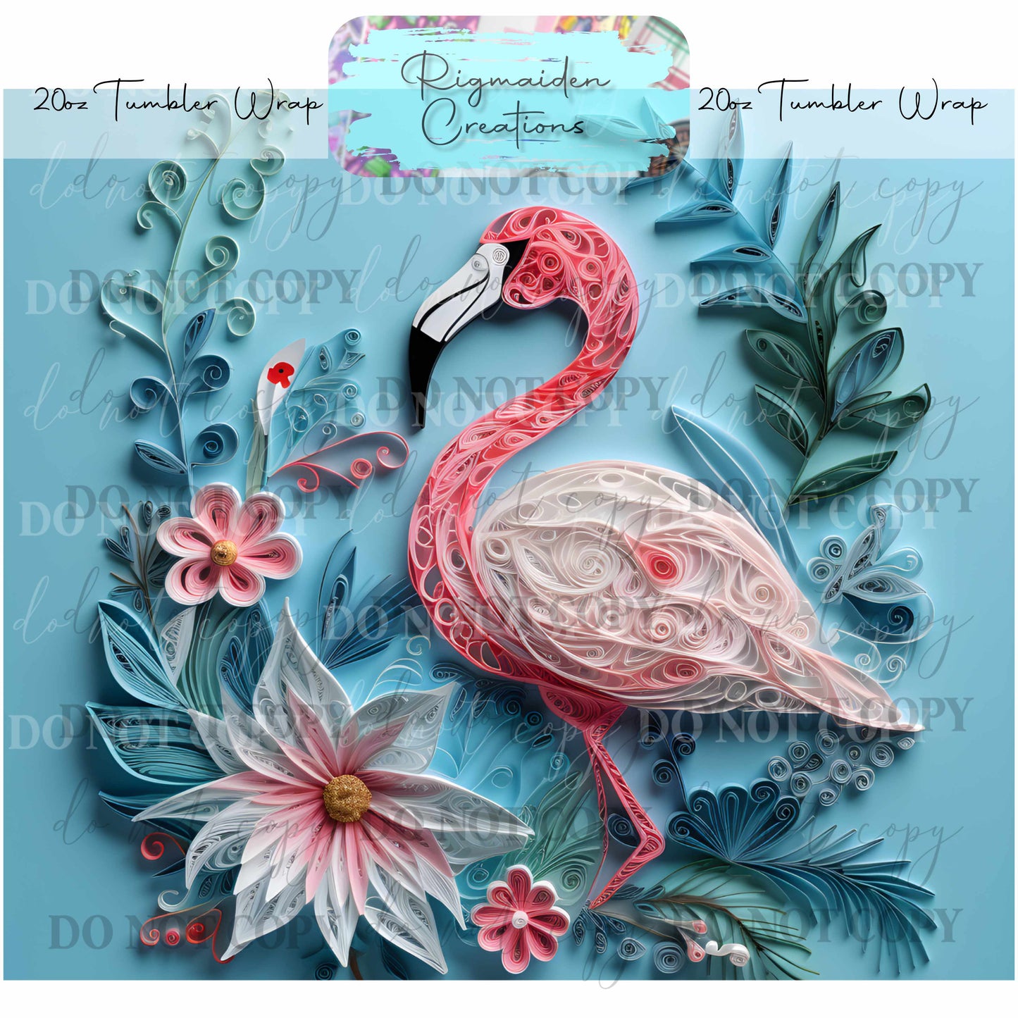 Flamingo Paper Quill - 20oz Tumbler Wrap