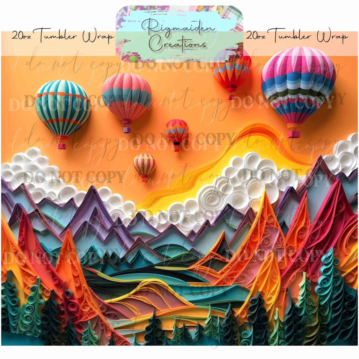 Hot Air Balloon Paper Quill - 20oz Tumbler Wrap