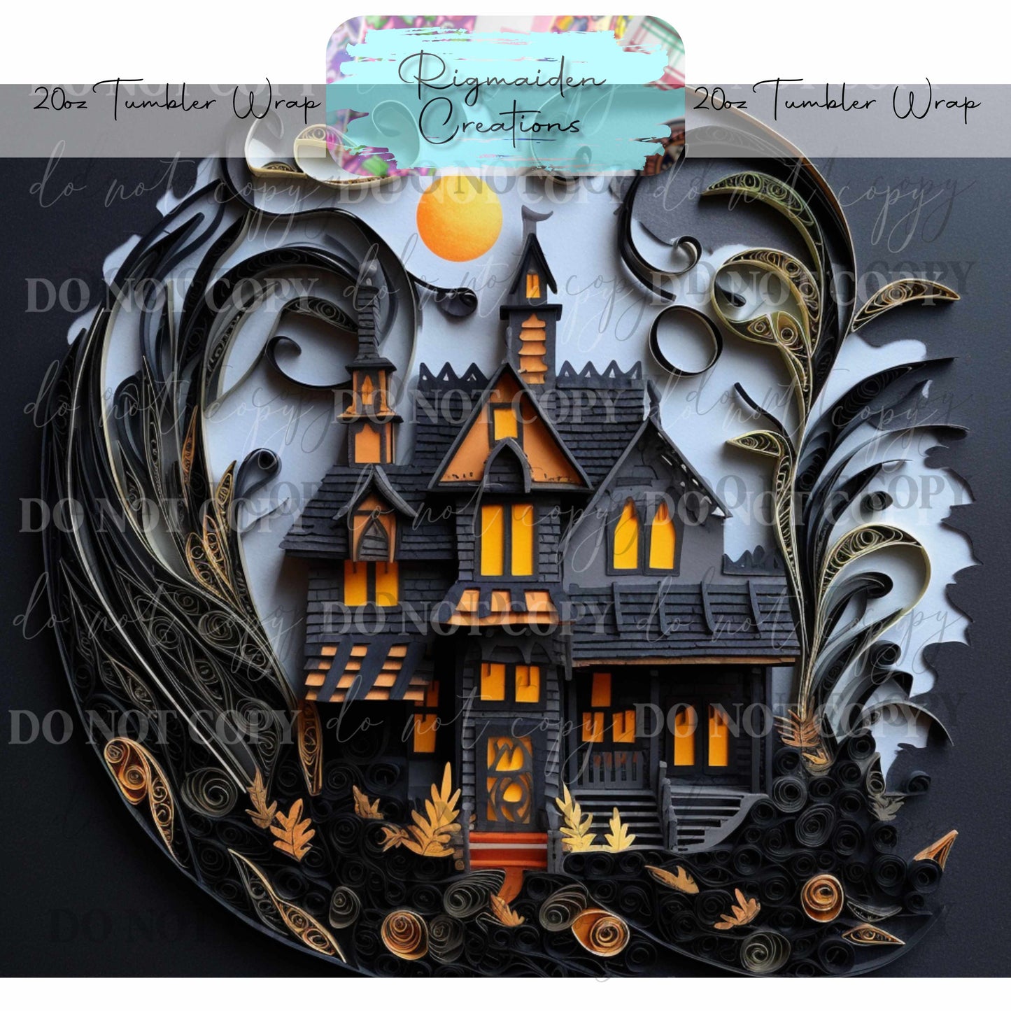 Haunted House Paper Quill - 20oz Tumbler Wrap