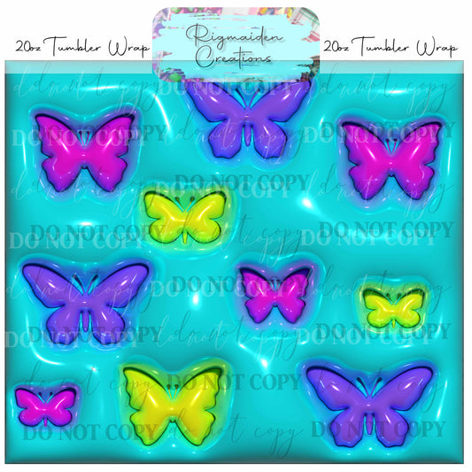 Butterfly Puffy 3D Effect - 20oz Tumbler Wrap