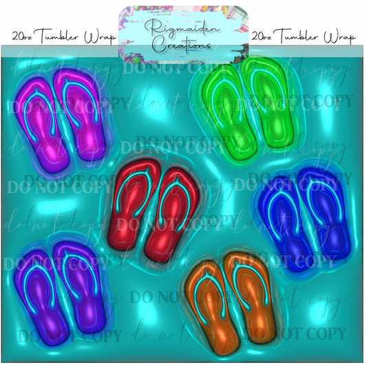 Flip-Flop Puffy 3D Effect - 20oz Tumbler Wrap