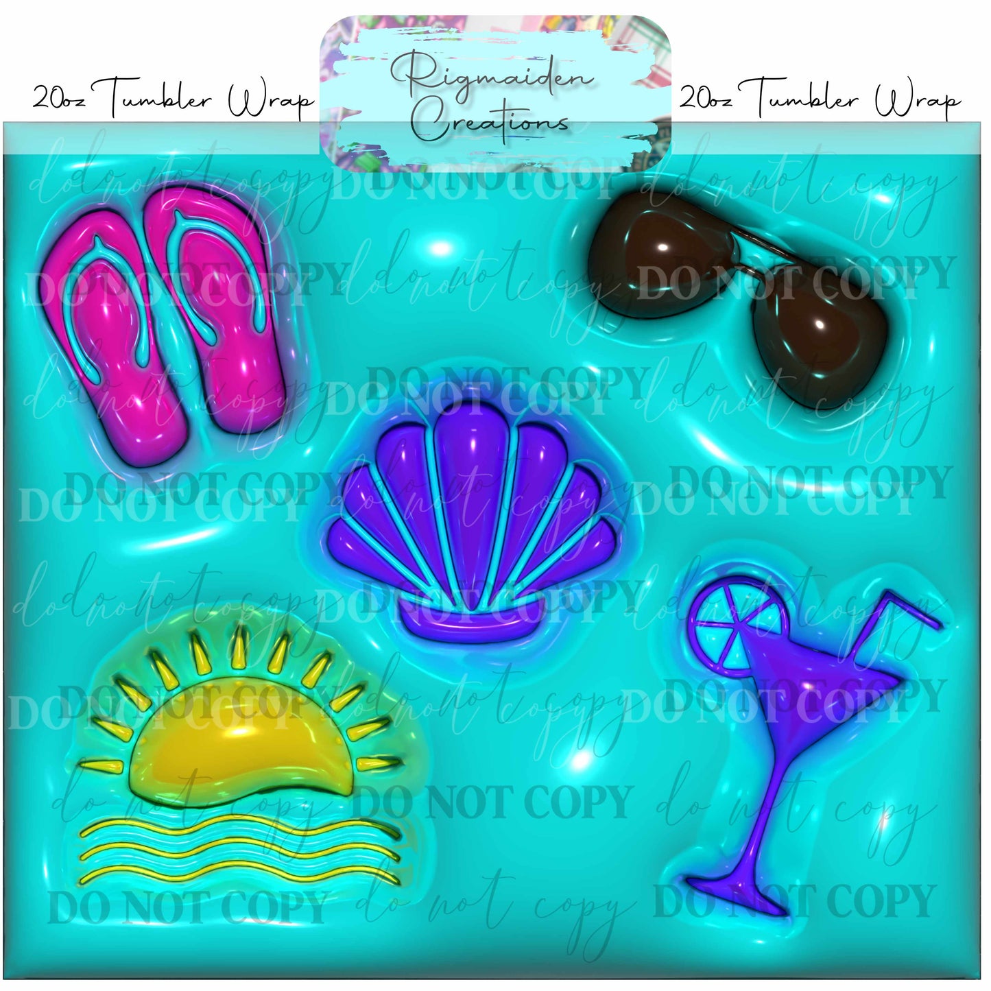 Flip-Flop Puffy 3D Effect - 20oz Tumbler Wrap