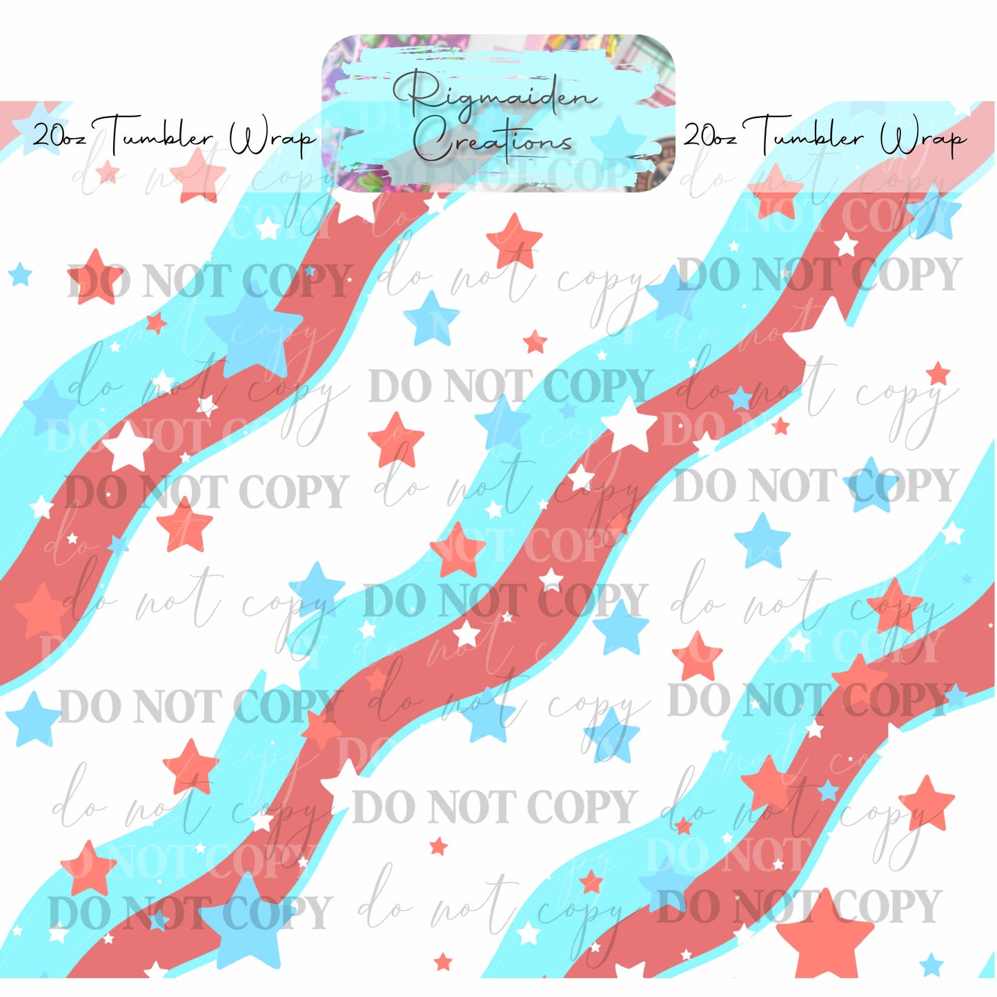 Red, White, and Blue Pattern - 20oz Tumbler Wrap