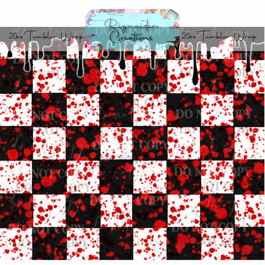 Blood-Spattered Checkerboard - 20oz Tumbler Wrap