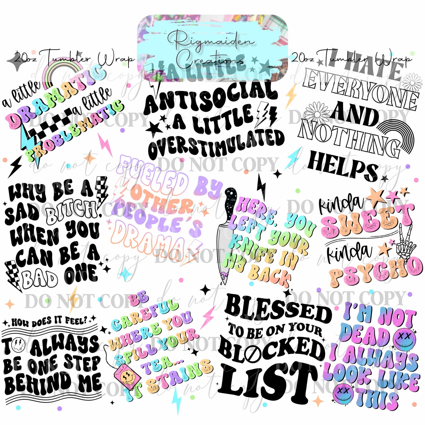 Sassy Quotes Collage - 20oz Tumbler Wrap