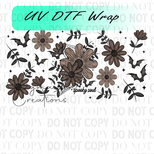 Spooky Soul Dark Floral UV DTF Wrap