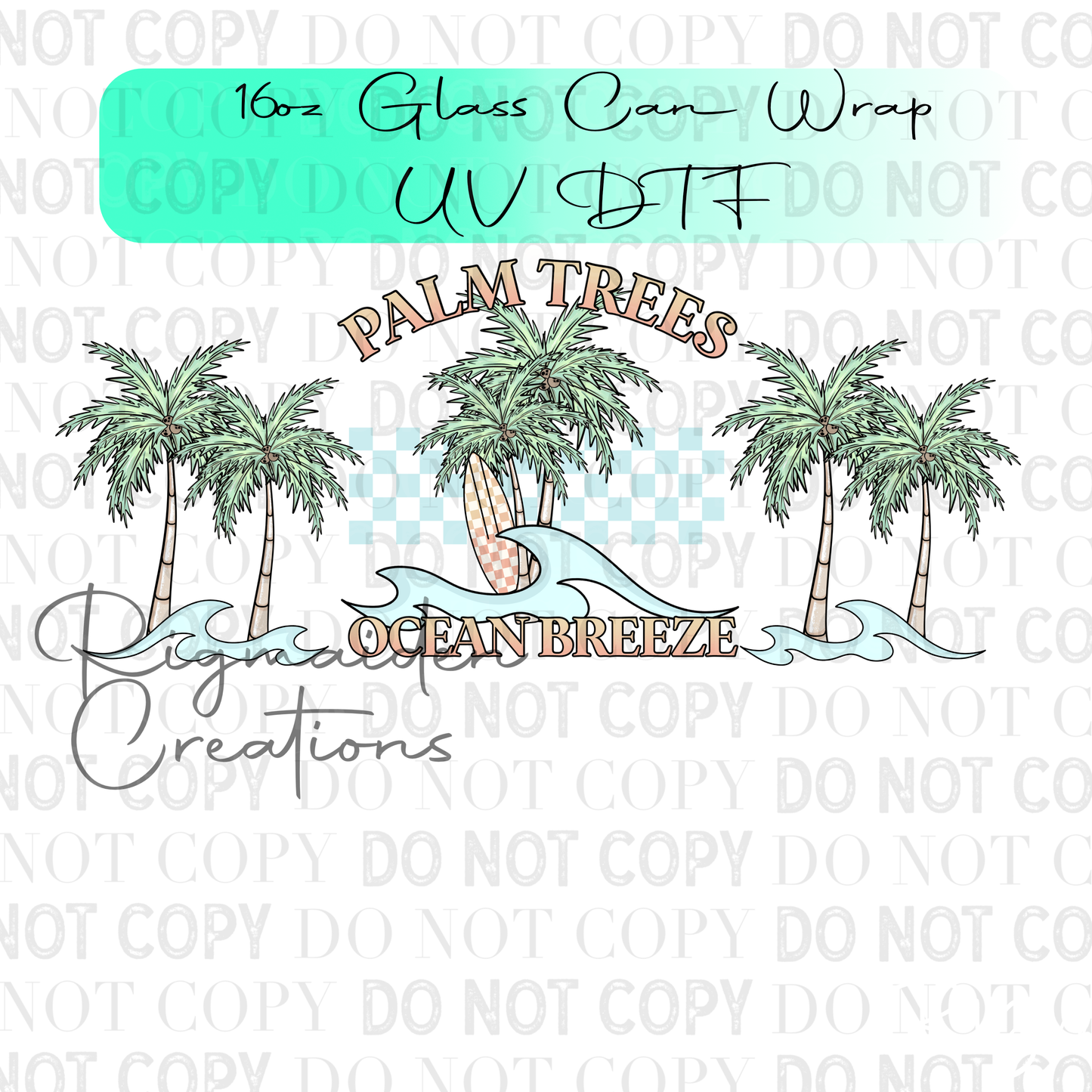 Palm Trees Ocean Breeze UV DTF Wrap