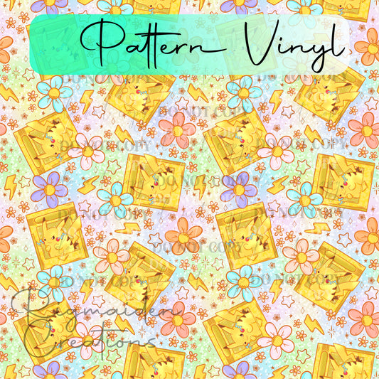 Floral Pikachu Game Card Vinyl