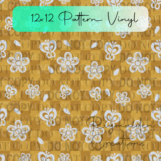 Gold Checkers Butterflies Vinyl