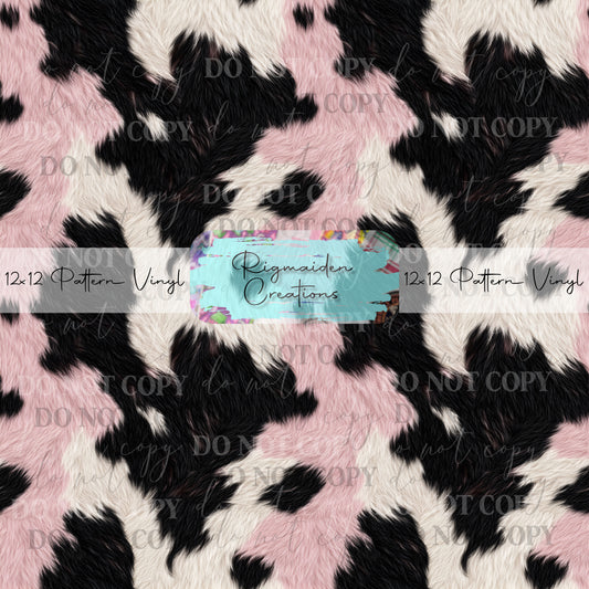 Pink Black and White Cowhide Vinyl