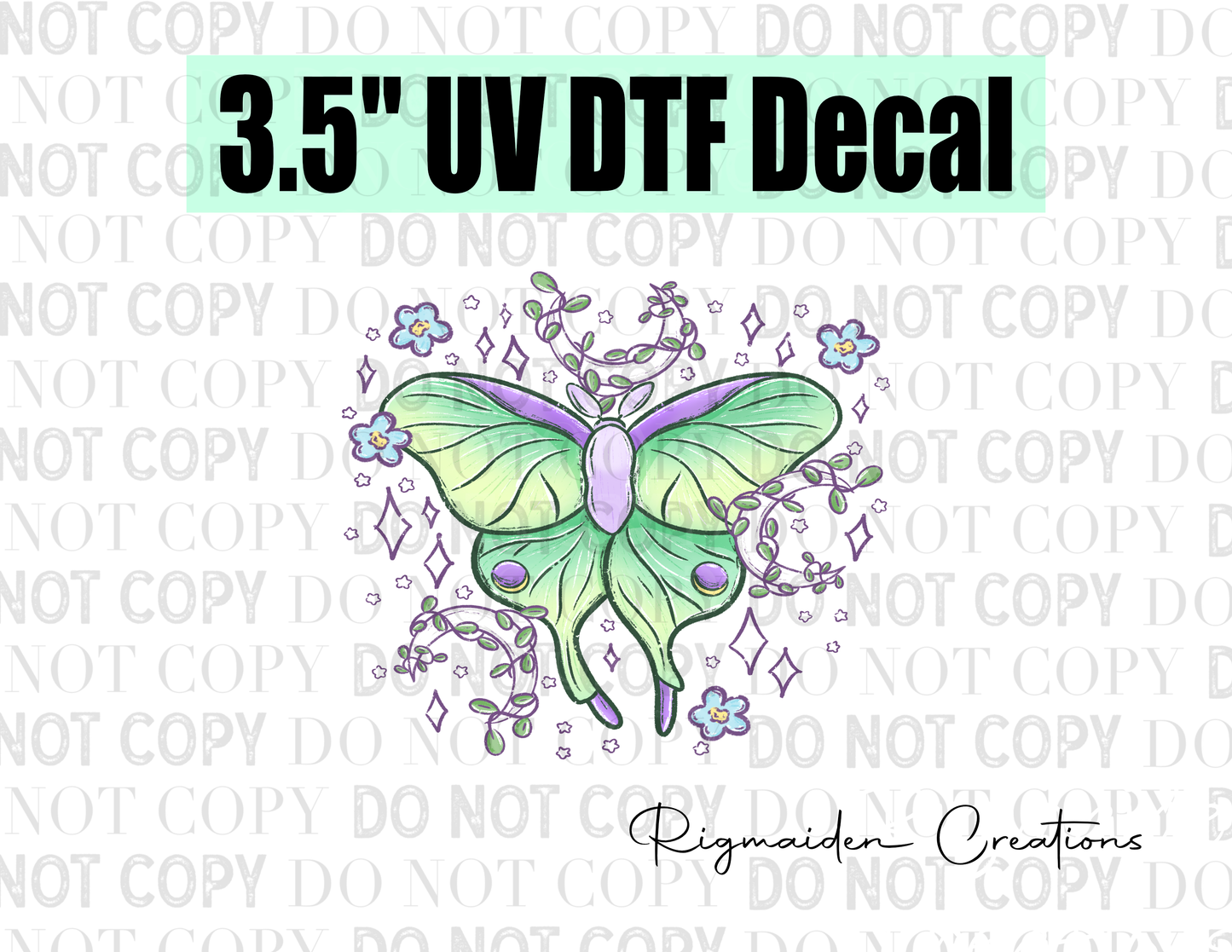 Green Moth UV DTF Decal