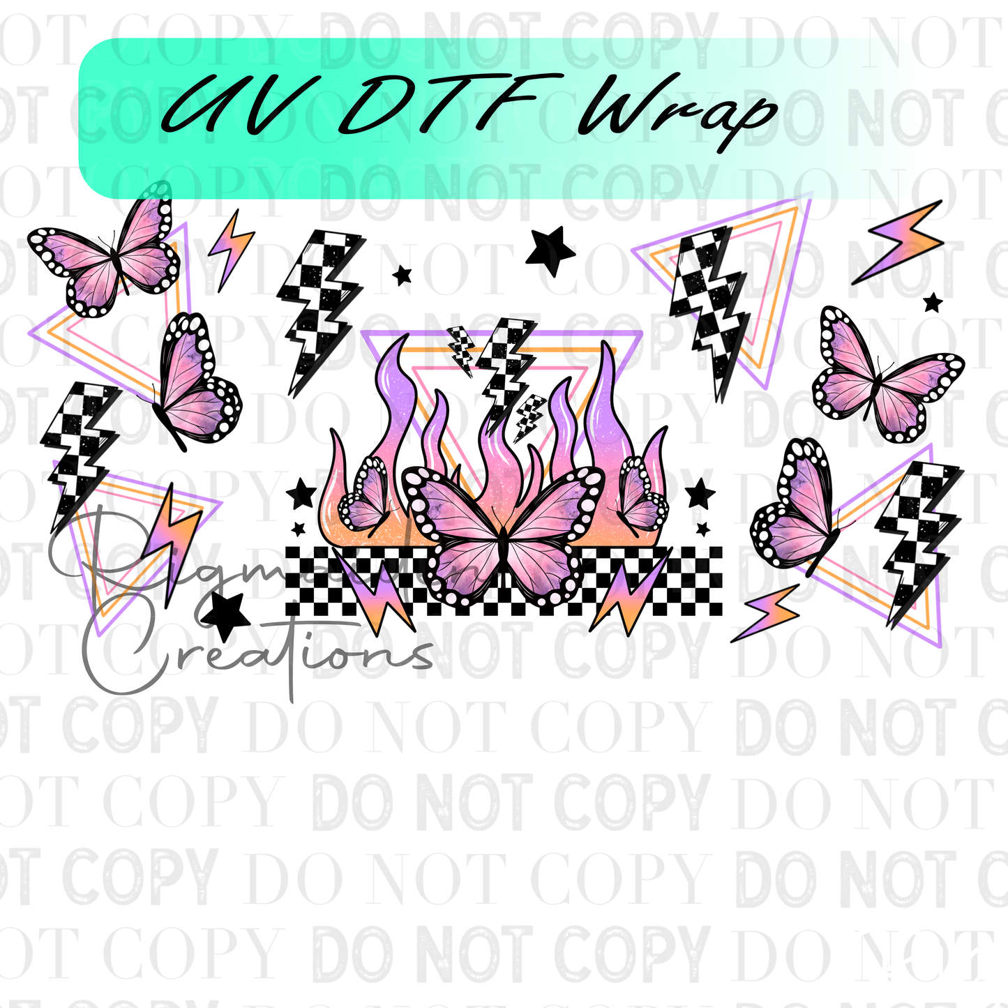 Flaming Butterfly UV DTF Wrap