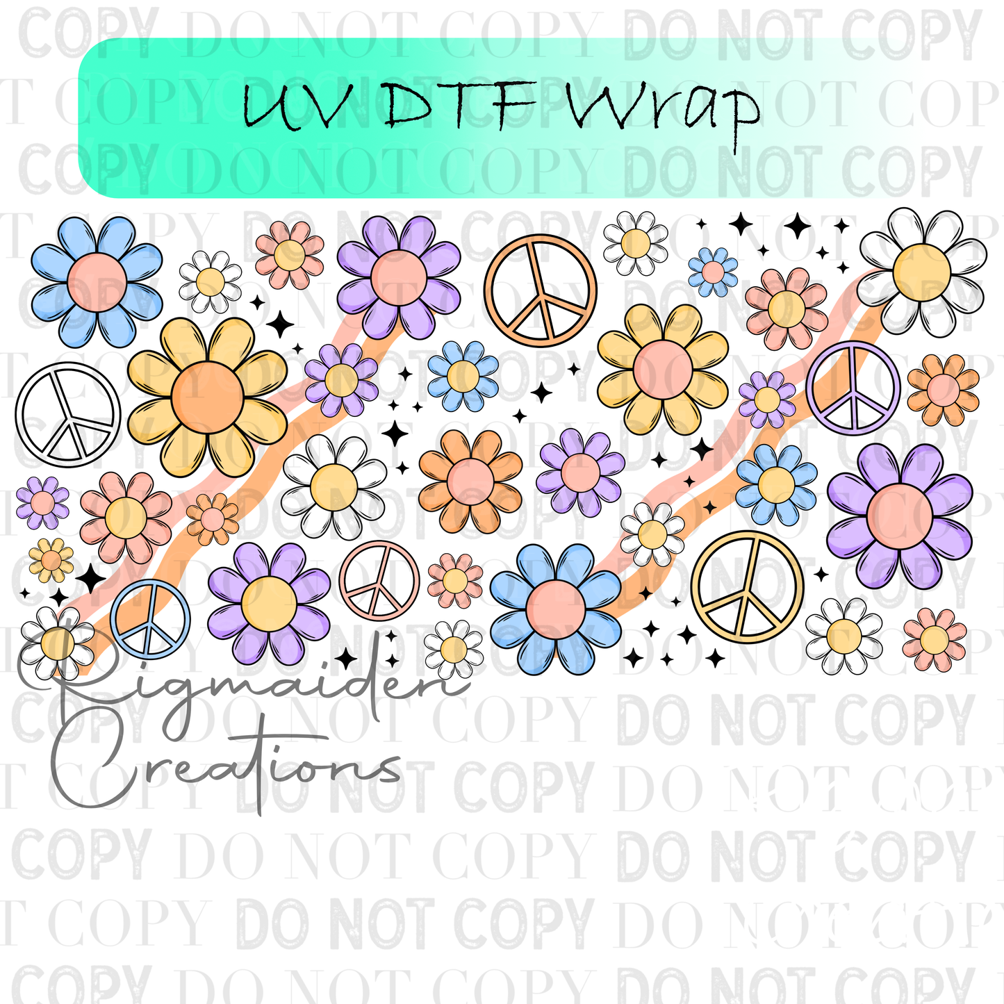 Retro Flowers UV DTF Wrap