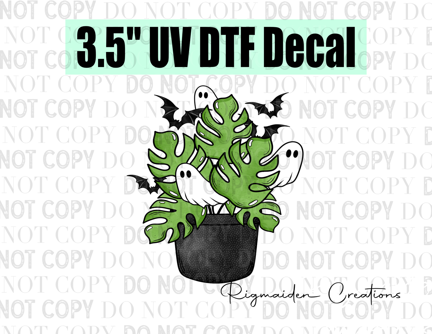 Ghost Monstera UV DTF Decal